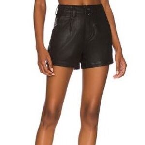 Paige Pleated Mayslie Short in Midnight Black Oil Coating Size 30 New
